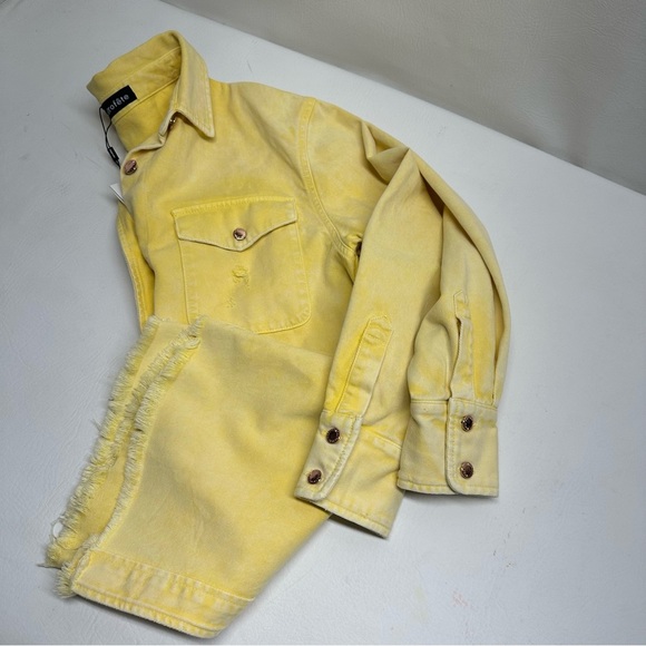 RETROFETE Yellow washed Denim Button-Up Shirt SIZE M NWT - Picture 8 of 10